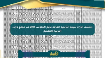 «كشف الآن» نتيجة الثانوية العامة برقم الجلوس 2025 عبر موقع وزارة التربية والتعليم